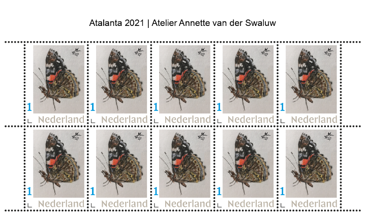 Kunstzegel Postzegelvel Atalanta PostNL Atelier Annette van der Swaluw