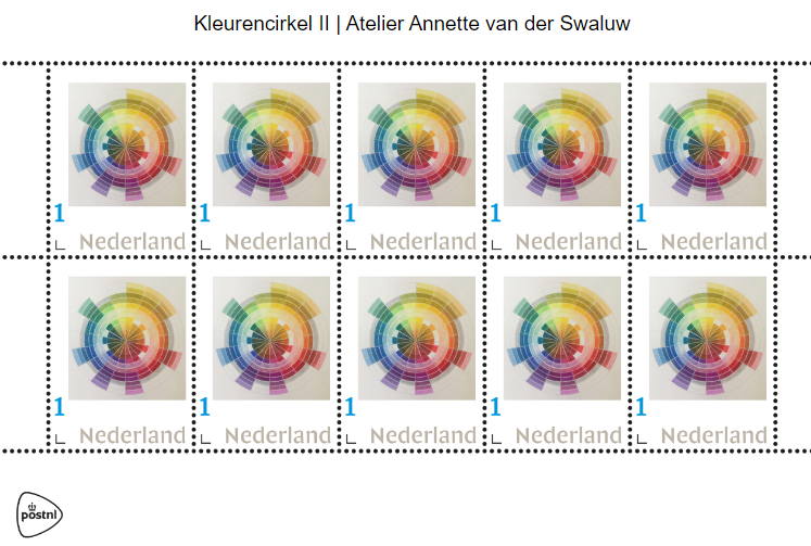 Kunstzegel Postzegelvel Kleurencirkel PostNL Atelier Annette van der Swaluw