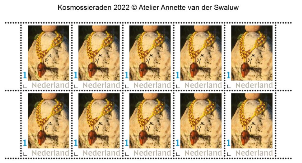 Kunstzegel Postzegelvel Kosmossieraden PostNL Atelier Annette van der Swaluw