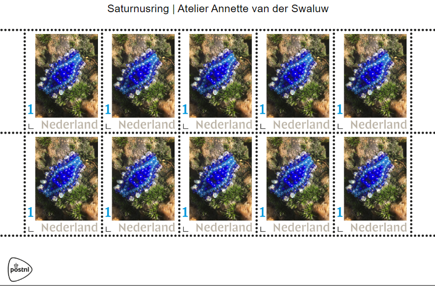 Kunstzegel Postzegelvel Saturnusring PostNL Atelier Annette van der Swaluw