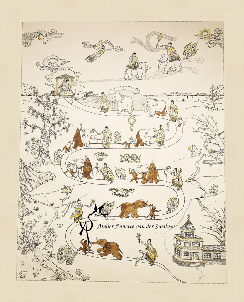 Afbeelding die doorlinkt naar de pagina van de Tibetaanse Thangka Shamatha, een kunstwerk van Atelier Annette van der Swaluw