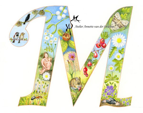 Print Letter M Flora & Fauna alfabet