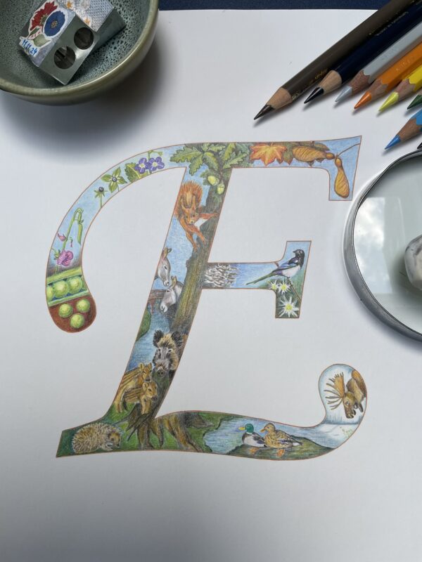 Print Letter E Flora & Fauna alfabet - Afbeelding 2