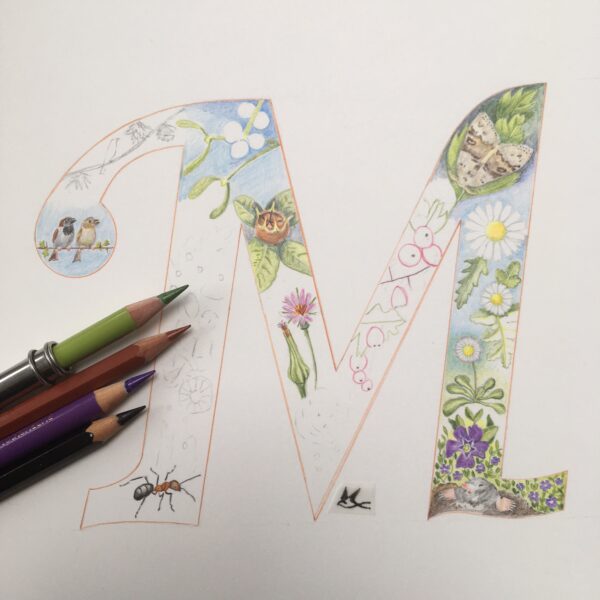 Print Letter M Flora & Fauna alfabet - Afbeelding 2